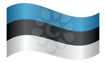 Flag of Estonia waving on white background