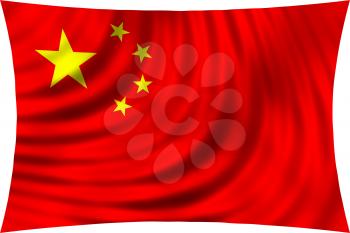 Flag of China waving in wind isolated on white background. Chinese national flag. Symbol of the People's Republic of China. Patriotic PRC design. 3d rendered illustration