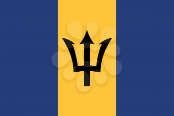 Flag of Barbados in correct size, proportions and colors. Accurate official standard dimensions. Barbados national flag. Patriotic symbol, banner, element, background. Vector illustration