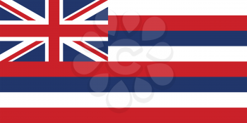Flag of the US state of Hawaii in correct size, proportions and colors. Hawaiian official symbol. American patriotic element. USA banner. United States of America background. Vector illustration