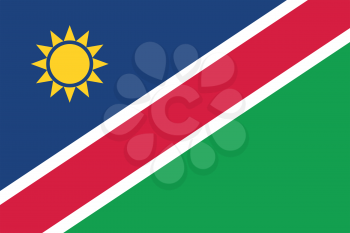 Flag of Namibia in correct size, proportions and colors. Accurate official standard dimensions. Namibian national flag. African patriotic symbol, banner, element, background. Vector illustration