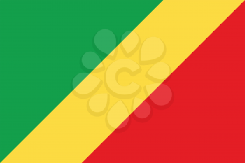 Flag of Republic of the Congo correct size, proportion and colors. Accurate official standard dimensions. Congo-Brazzaville national flag. African patriotic symbol, banner, element, background. Vector
