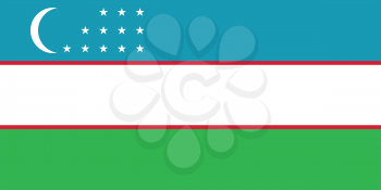 Flag of Uzbekistan in correct size, proportions and colors. Accurate official standard dimensions. Uzbek national flag. Patriotic symbol, banner, element, background. Vector illustration