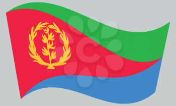 Eritrean national official flag. African patriotic symbol, banner, element, background. Correct colors. Flag of Eritrea waving on gray background, vector