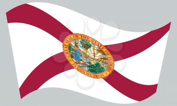Floridian official flag, symbol. American patriotic element. USA banner. United States of America background. Flag of the US state of Florida waving on gray background, vector