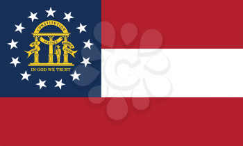 Georgian official flag, symbol. American patriotic element. USA banner. United States of America background. Flag of the US state of Georgia, correct size, proportions and colors, vector illustration