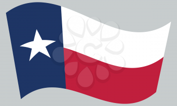 Texan official flag, symbol. American patriotic element. USA banner. United States of America background. Flag of the US state of Texas waving on gray background, vector
