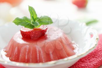 Frozen strawberry juice with berries, summer dessert