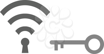 Grey vector wifi symbol keyhole and grey key.