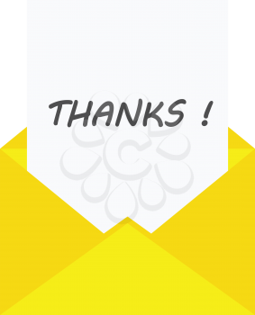 Vector paper with thanks in yellow envelope.