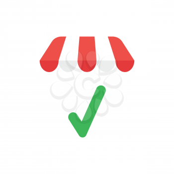 Vector illustration icon concept of check mark under shop store roof.