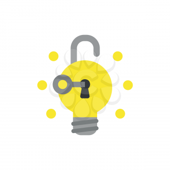 Vector illustration icon concept of key unlock light bulb padlock and glowing.
