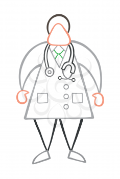 Vector illustration cartoon doctor man standing with stethoscope.