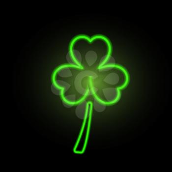 St. Patrick's Day clover neon lights. Vector illustration .