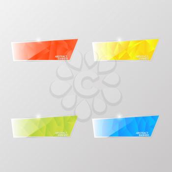 Colored shiny glass banners on a gray background. Vector illustration .