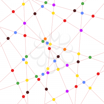 Abstract geometric lines with colored circles. The concept of a global social network. Vector illustration .