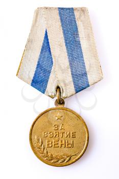 MINSK, BELARUS - FEB 06: Russian (soviet) medal for participation in the Second World War, February 06, 2014.