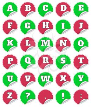 Alphabet on red note stickers