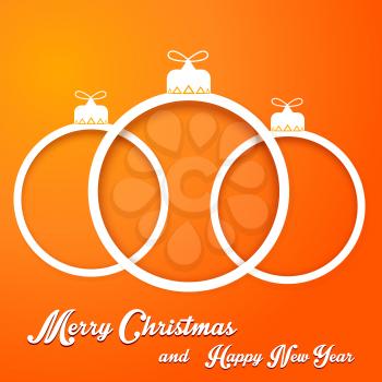 Christmas paper cut balls with text on orange backgraund