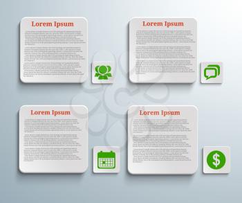 Infographic banners with icons on grey background