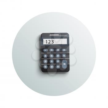 Detailed modern app icon of calculator business concept on white background. Office and business work elements