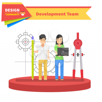 Development team people design flat. Development and team, development process, design teamdeveloment, teamwork group, woman development startup, corporate organization development team illustration