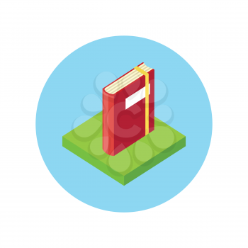 Isometric book logo icon flat style design. 3d book logo. New book cover, modern book, novel and book store, library and spine, paper and information, literature education vector illustration