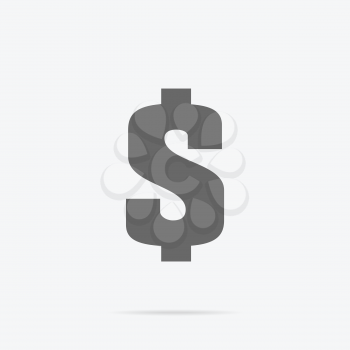 Dollar sign icon gray isolated on white
