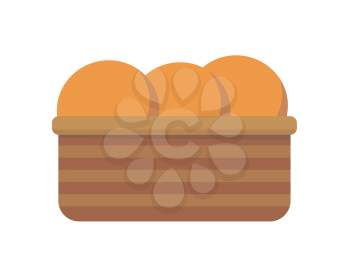Bread in basket. Bread icon. Bakery logo. Bakery shop icon. Bakery basket icon. Bread in flat design isolated on white background. Vector illustration.