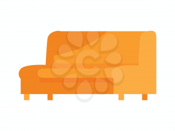 Luxury leather sofa. For modern room reception or lounge. Sofa in flat design. Living room house furniture. Detailed model illustration. Divan couch settee realistic objects. Vector illustration