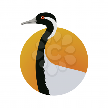 Demoiselle crane vector. Water birds wildlife concept in flat style design. Eurasia fauna illustration for encyclopedia, childrens books illustrating. Beautiful crane bird icon.