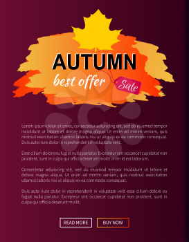 Best offer autumn sale -35 advetr promo poster with label and place for text, web page design with informative sticker about fall discounts vector
