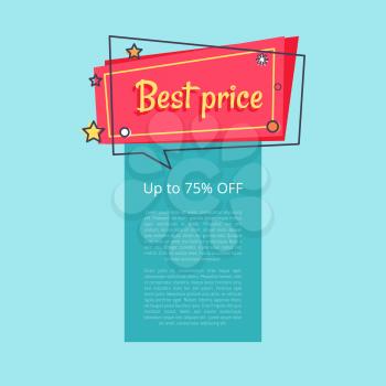 Best price up to 75 percent off special offer sale advertisement promotional poster discounts info about reducement of prices for some period vector