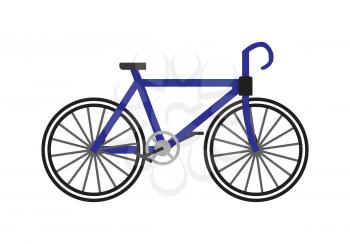 Bicycle icon in flat. Blue bike isolated on white background. Race road bike. Bicycle eco transport. Bicycle logo. Bicycle race. Bicycle sport. Bicycle modern.