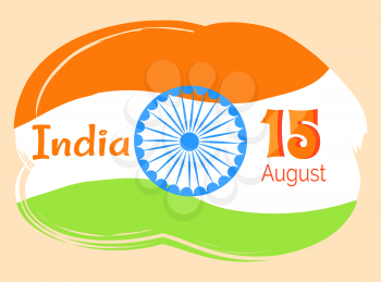 India poster 15 August Indian Independence Day greeting vector poster in graphic design with colorful national flag on background, logo design