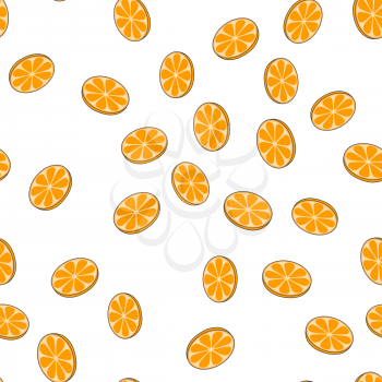 Sliced oranges seamless pattern. Lemon, tangerine or grapefruit disks flat vector on white background. Ripe fruit cartoon illustration for wrapping paper, prints on fabric, greeting cards design