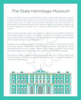 State Hermitage Museum of art and culture, second-largest in the world, located in Saint Petersburg, Russia, vector illustration poster with text sample