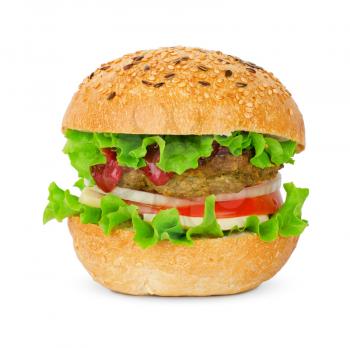 Appetizing cheeseburger isolated on the white
