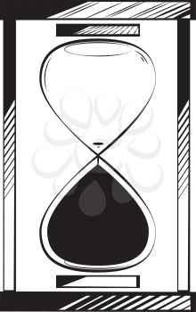 Empty egg timer or hourglass showing a deadline reached or time expired, black and white hand-drawn doodle illustration