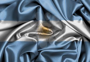 Satin flag, three dimensional render, flag of Argentina