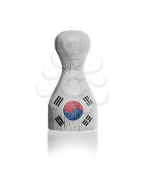 Wooden pawn with a painting of a flag, South Korea