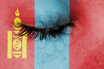 Crying woman, pain and grief concept, flag of Mongolia