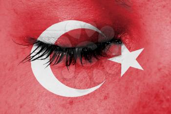 Crying woman, pain and grief concept, flag of Turkey