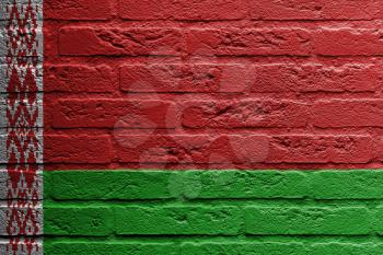 Brick wall with a painting of a flag isolated, Belarus