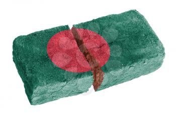 Rough broken brick, isolated on white background, flag of Bangladesh