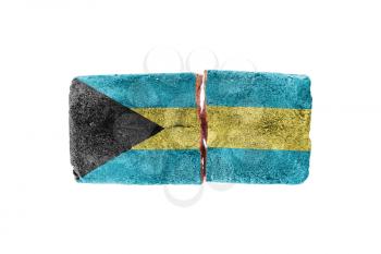 Rough broken brick, isolated on white background, flag of Bahamas
