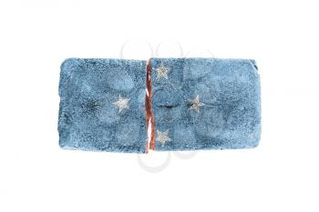 Rough broken brick, isolated on white background, flag of Micronesia