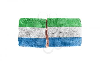 Rough broken brick, isolated on white background, flag of Sierra Leone