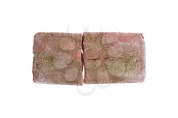 Broken brick isolated on a white background