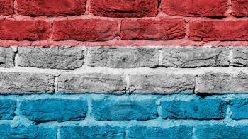 Very old brick wall texture, flag of Luxembourg